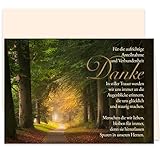10 Danksagungskarten Trauer mit Text und Umschlag Dankeskarte Klappkarten Trauerkarten Danksagungskarte Kondolenzkarten Danke Beerdigung Anteilnahme Kondolenzkarte stilvollem Wald Motiv mit Tex
