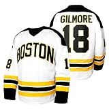 Herren Happy Gilmore #18 Trikot Boston Adam Sandler 90er Jahre Movie Stitched Ice Hockey Jersey Schwarz/Weiß S-XXXL, #18 Weiß, XL
