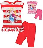 alles-meine.de GmbH 2 TLG. Set Fransen T-Shirt/Top & Kurze Hose - Frozen - die Eiskönigin - Größe: 8 Jahre - Gr. 140 - als Sommerset/Strandbekleidung/kurzer Pyj