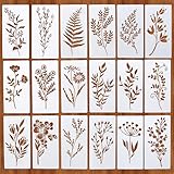 18 Stück Schablonen Textilgestaltung,3 x 6 inch Schablonen Wandgestaltung Malen,Blumen Blätter Malschablonen Wiederverwendbar,Kunststoff Stencil Schablonen Malen für Scrapbooking Möbel Dek