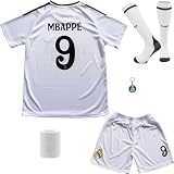 DMDMK Madrid #9 Heim 2024/2025 Kinder Trikot Shorts/Socken Kinder Geschenk und Jungen Größen (White, 18 (3-4 Jahre))