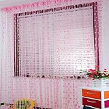 UOOOM Fadenvorhang 100x200cm Türvorhang Fenstervorhänge Faden dekorative Herz-Muster Quaste Vorhänge für Tür Fenster, Zuhause Terrasse Schlafzimmer, Hochzeit, Restaurant idealer Raumteiler (Hell Pink)