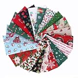 Quilt-Stoff, Baumwolle, Patchwork, quadratisch, 20 x 25 cm, mit Weihnachtsmann- und Weihnachtsbaum-Designs für Heimwerker, Nähen, Handwerk, Handwerk