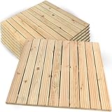 holz4home® Holzfliese Kiefernholz 95x95 cm I Terrassenfliese aus Holz I Terrassendiele Aussen I Rutschfest Geriffelt I Bodenfliese Terrasse Balkon G