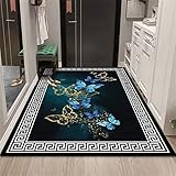 AU-OZNER Teppich Zimmer Blauer Teppich, hochwertiger Anti-Milben-einfacher Couch Tisch Teppichteppich günstig,Blau,120x160