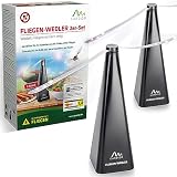 GARDIGO® Fliegenwedler - 2er Set | Fliegenabwehr für den Tisch, Terrasse und Restaurant | Insektenschutz, Insekten Vertreiber | Fliegenventilator zum Fliegen verscheuchen | Fliegenvertreib