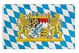 aricona Bayern Flagge - Freistaat Bayern Fahne 90 x 150 cm mit Messing-Ösen - Wetterfeste Fahne für Fahnenmast - 100% Poly