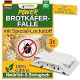 GREEN GUARDIA Brotkäfer Falle mit Spezial-Lockstoff - 3x Brotkäfer Fallen - umweltfreundlich Brotkäfer bekämpfen, Chemiefreie Falle mit starker Klebefläche, giftfrei & g