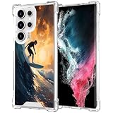 Xioolia Transparente Hülle passend für Samsung Galaxy S24 S23 S23+ S22 S22+ S21 S21+ S20 S20+ S10 S10+ S9 S9+S8 S7 edge Plus Ultra FE S10e 4G/5G mit Surfing-BV749 Vier Ecken S