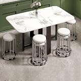 XRRJFYH Esstisch mit 6 Stühlen Set Esstisch Klappbar Essgruppe Küchentisch Esszimmertische Esstisch Ausziehbar Dining Table Set 6 Chairs Esstisch Marmoroptik(Multi-Colored,120x80cm/47x32in)