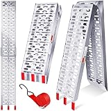 MASKO® Auffahrrampe 340kg Faltbare ALU Verladerampe Max 680kg* Pro Paar Verladeschiene Antirutsch Klappbar max. 340kg* pro Stück Motorrad ATV Quad PKW Auto Laderampe, Menge:1x Auffahrramp