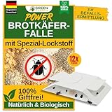 GREEN GUARDIA Brotkäfer Falle mit Spezial-Lockstoff - 12x Brotkäfer Fallen - umweltfreundlich Brotkäfer bekämpfen, Chemiefreie Falle mit starker Klebefläche, giftfrei & g