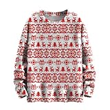 Weihnachtspullover Damen Lustig, Pullover Mit 3D Druck Damen, Sweatshirt Mit Weihnachtsmotiv Christmas Sweater Loose Fit Xmas Sweater Weich Weihnachtssweatshirt Stretch Weihnachtssw