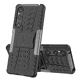 SEAHAI Hülle für Sony Xperia 1 V, Militärstandard Strapazierfähig Robust Handyhülle Outdoor Stoßfest Handy Case Schutzhülle mit Stabilem Ständer - Schw