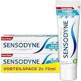 Sensodyne Sensitiv Extra Frisch Zahncreme, tägliche Zahnpasta, bei schmerzempfindlichen Zähnen, 2x75