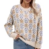 YCBMINGCAN Gestreifter Pullover Damen Pullover für Frauen Mode langärmelige Strickwaren Halloween KostüM Damen Pullover (B, M)