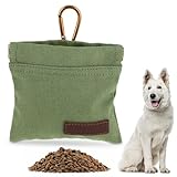 Jeffdad Leckerlibeutel für Hunde, Freihändige Futterbeutel Hundetraining mit Karabiner Freihändige Hundeleckerlitasche mit Automatischem Verschluss Welpen Leckerlitasche für Hundetraining(Grün)