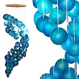 ART-CRAFT Capiz Muschel Kette Girlande Spirale blau als hänge Deko für Fenster oder deko Wohnzimmer Garten Dekoration Länge 90
