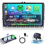 Hodozzy 4GB+64GB Android Autoradio Für VW Golf 5 6 Passat B6 B7 Jetta Polo Touran Caddy Sharan Seat,9 Zoll Touchscreen mit Carplay Android Auto Navi WiFi Bluetooth FM/RDS DSP Canbus Rückfahrk
