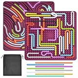 Sensorik Activity Board, Sensorisches Aktivitätsbrett, Silikon Fidget Toys, Doppelseitiges Aktivitätsbrett, sensorisches Zappelbrett zum ADHD, Stressabbauen, Ängste, zum Reisetasche und 30 Schnü