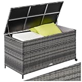 tectake® Poly Rattan Gartenbox wetterfest, outdoor Box mit Deckel, Auflagenbox, rollbar, Aufbewahrungsbox für Garten, Terrasse und Balkon, 117 x 54 x 64 cm, 297l - g