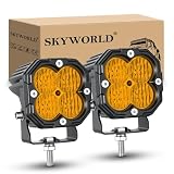 SKYWORLD 2 x Led Arbeitsscheinwerfer, 3 Zoll 30W Flutstrahler Offroad Zusatzscheinwerfer 12V 24V Wasserdicht Rückfahrscheinwerfer für Auto SUV ATV LKW KFZ Traktor 4x4, 3500K Gelb led arb