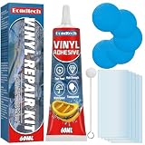 Bondtech Pool Reparaturset, Wasserdicht Pool Flicken, Transparentes Poolfolie Reparaturset für Pool, Luftmatratze, Schlauchboot, Kajak, Schwimmring und Mehr Hüpfburgen (60ml) Viny