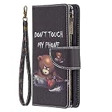 Miagon 9 Kartensteckplätzen Lederhülle für Xiaomi Mi 11 Lite,Bunt Reißverschluss Flip Hülle Wallet Case Handyhülle PU Leder Tasche Schutzhülle,Kettensäge B