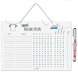 Haushaltsplan zum Aufhängen in DIN A4 I Whiteboard Haushaltsplaner für die ganze Woche I abwischbar I türkis I mit Aufhängung, Stifthalter und Stift I dv_892