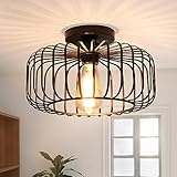 FRIDEKO HOME Deckenlampe Schwarz Modern Deckenlampe aus Metall E27-Fassung,1 Flammige Runde Lampenschirm Hängelampe für Küche Flur Wohnzimmer Schlafzimmer E