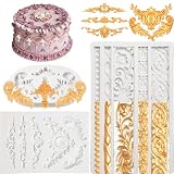 Fondant Silikonform Barock Silikonformen Silikon Backform Formen Vintage Silikon Kuchenform Barockstil Spitze Silikonform Ornamente Form für Süßigkeiten, Fudge, Schokolade, Kuchen, Dessertdek