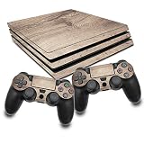 Schutz Folie Sticker Set für Spiele Konsole und Controller Gehäuse Aufkleber Vinyl Skin gegen Kratzer Design Cover passgenau selbstklebend RX022 (PS4 Pro, Nr. 18 Holz)