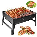 Auauraintt Kompakter Mini Grill BBQ - Holzkohle, tragbar & klappbar,Tischgrill Campinggrill Picknickgrill,für Picknick, Garten, Terrasse, Camping, R