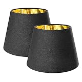 Navaris 2x Lampenschirm Tischlampe E27 rund - 16,2cm hoch - 15,3-22cm breit - Lampenschirme für Tischlampen Set - E 27 Leuchtenschirm Schwarz-G