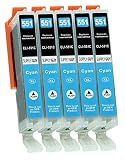 Supply Guy 5 Druckerpatronen mit Chip kompatibel mit Canon CLI-551 Cyan für IP7250 IP8750 IX6850 MG5450 MG5550 MG5650 MG5655 MG6350 MG6450 MG6650 MG7150 MG7550 MX725 MX925