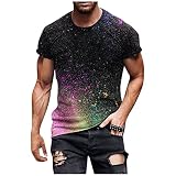 SOOUICKER Tshirt Herren 3D Effekt Oversized Tshirt Herren Print Tshirt Herren Bunt Modern Sport Tshirts Herren mit Motiv T-Shirts für Herren mit Aufdruck Muskelshirts Herren Kurzarm M