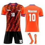 Generisch Personalisierte Fussball Trikot Shorts Socken Set Jungen, Fußball Trikot mit eigenem Namen Nummer und Logo, Fußball Trik