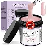 Saviland Hellrosa Aufbaugel – 100g/3.53 oz Hartgel für Nägel Große Kapazität, Aufbaugel Für Gelnägel, Nagelfestigungsgel für Nagelverlängerung Nail Art Maniküre U V Builder Nagelgel für Nag