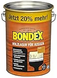 Bondex Holzlasur für Außen Kiefer 4,8 L für 62 m² | Hoher Wetter- und UV-Schutz | Natürliches Abwittern - kein Abplatzen | seidenmatt | Holzschutzlasur | H