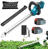 Heckenschere Akku mit Zwei Akkus,Ersatz für Makita,51CM Schnittlänge heckenschere mit 2x5500mAh Akku für leichte Trimmarbeiten, leicht Gewicht,Cordless Hedge T