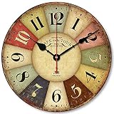 bns7fapq Wanduhr für den Außenbereich, wasserdicht, römische Ziffern, Retro-Stil, Shabby Design, aus Holz, leise, für Innen- und Außenbereich, Dek
