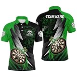 Personalisierte Grüne Und Schwarze Darts Polo & Quarter-Zip-Shirt – Individuelles, Cooles Darts-Jersey Für Herren & Damen L0960