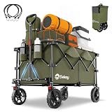 Sekey XXL Plus Bollerwagen Faltbar 200L 200KG Tragkraft, Faltbarer Bollerwagen Geländetauglich mit Bremsen, Handwagen Patentiert Klappbar aus Vier Richtungen, XXL-PlusG 4010, Olivgrü