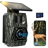 Wildkamera WLAN mit Handyübertragung App, 4K 64MPWildkamera Solar mit Akku 5200mAh Wildtierkamera mit Bewegungsmelder Nachtsicht 0,1s Auslösezeit Wildtierkamera Bluetooth Nachtsichtkamera, IP66