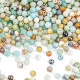 EUES 180 Stück 4mm Runde Natürliche Amazonit Perlen, Edelstein Perlen Naturstein Perlen, Edelsteine zum Auffädeln für DIY Armband Halskette Schmuckherstellung, Partys, Feiertag