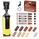 NYBQ Laminat Reparaturset, 24 Stück Holz Parkett Reparaturset Neuem Upgrade-Schmelzwerkzeug, 11 Farben Hartwachs für Holzkitt Vinylboden Holzböden Möbel Arbeitsplattet Rep
