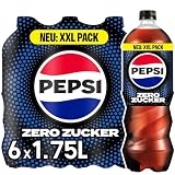 Pepsi Zero Zucker, Das zuckerfreie Erfrischungsgetränk von Pepsi ohne Kalorien, Koffeinhaltige Cola in der Flasche, EINWEG (6 x 1.75 l)