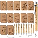 Harloon 72-teiliges Geschenk-Set für Lehrer, lustige Dankeschön-Geschenke, Großpackung, Kraft-Notizblöcke und Bambus-Motivationsstifte, Obst-Wortspiele, Grußkarten, Mini-Taschennotizbücher fü