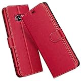 ELESNOW Hülle für Samsung Galaxy S8, Premium Leder Klappbar Wallet Schutzhülle Tasche Handyhülle mit [Magnetisch, Kartenfach, Standfunktion] für Samsung Galaxy S8 (Rot)