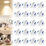 UISEBRT LED Einbaustrahler Ultra Flach 20er Set 5W Einbauleuchten mit 30mm Einbautiefe Einbauspots Rund Decken Spot (Warmweiß)